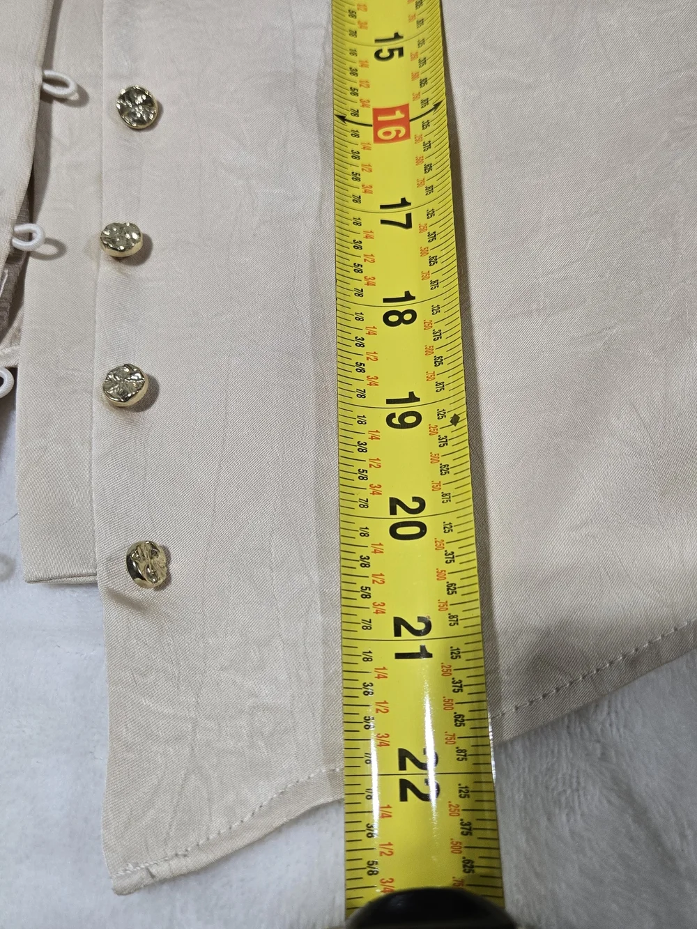 Zara Cream Button-Front Long Sleeve Blouse